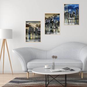 Set con 3 POSTER Quadri moderni NEW YORK SILVER A3 29,7x42 ART PRINTS METAL finitura metallizzata per soggiorno camera da letto, astratti SENZA CORNICE del brand Lupia, categoria: Arredo e decorazioni > Poster > Poster Art Prints Metal.