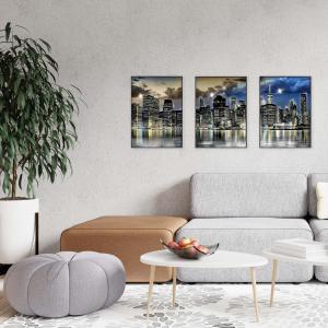Set con 3 POSTER Quadri moderni NEW YORK SILVER A3 29,7x42 ART PRINTS METAL finitura metallizzata per soggiorno camera da letto, astratti SENZA CORNICE del brand Lupia, categoria: Arredo e decorazioni > Poster > Poster Art Prints Metal.