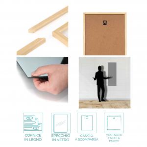 Lupia Specchio da parete moderno 34x114 cm con cornice OPTICAL Legno Naturale sottile in legno, design lungo del brand Lupia, categoria: Complementi d'arredo > Specchi e specchiere > Specchi da parete.