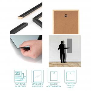 Lupia Specchio da parete moderno 34x114 cm con cornice OPTICAL Nera sottile in legno, design lungo del brand Lupia, categoria: Complementi d'arredo > Specchi e specchiere > Specchi da parete.