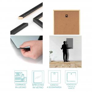 Lupia Specchio da parete moderno 38x63 cm con cornice OPTICAL Nera design sottile in legno del brand Lupia, categoria: Complementi d'arredo > Specchi e specchiere > Specchi da parete.