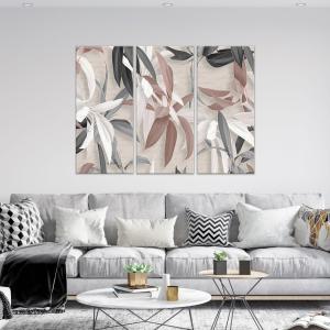Quadro Moderno 3 pezzi stampa su tela GRANDE QUADRO 100x150 cm LEAVES MIX, foglie astratte per soggiorno, capezzale camera da letto, ufficio del brand Lupia, categoria: Arredo e decorazioni > Quadri e Tele > Grandi Quadri.