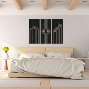 Quadro Moderno 3 pezzi stampa su tela GRANDE QUADRO 100x150 cm SIMPLE SHAPES, geometrico astratto nero per soggiorno, capezzale camera da letto, ufficio del brand Lupia, categoria: Arredo e decorazioni > Quadri e Tele > Grandi Quadri.