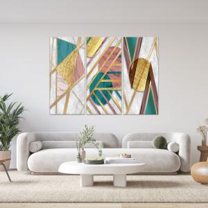Quadro Moderno 3 pezzi stampa su tela GRANDE QUADRO 122x180 cm GEOMETRIES 1, figure geometriche per soggiorno, capezzale camera da letto, ufficio del brand Lupia, categoria: Arredo e decorazioni > Quadri e Tele > Grandi Quadri.