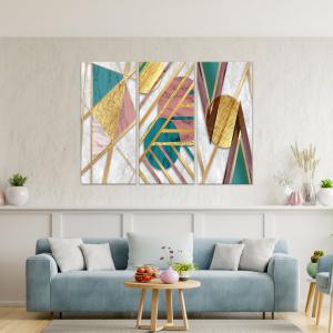 Quadro Moderno 3 pezzi stampa su tela GRANDE QUADRO 122x180 cm GEOMETRIES 1, figure geometriche per soggiorno, capezzale camera da letto, ufficio del brand Lupia, categoria: Arredo e decorazioni > Quadri e Tele > Grandi Quadri.