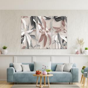 Quadro Moderno 3 pezzi stampa su tela GRANDE QUADRO 122x180 cm LEAVES MIX, foglie astratte per soggiorno, capezzale camera da letto, ufficio del brand Lupia, categoria: Arredo e decorazioni > Quadri e Tele > Grandi Quadri.