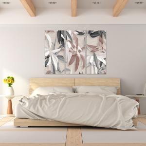 Quadro Moderno 3 pezzi stampa su tela GRANDE QUADRO 122x180 cm LEAVES MIX, foglie astratte per soggiorno, capezzale camera da letto, ufficio del brand Lupia, categoria: Arredo e decorazioni > Quadri e Tele > Grandi Quadri.