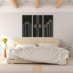 Quadro Moderno 3 pezzi stampa su tela GRANDE QUADRO 122x180 cm SIMPLE SHAPES, geometrico astratto nero per soggiorno, capezzale camera da letto, ufficio del brand Lupia, categoria: Arredo e decorazioni > Quadri e Tele > Grandi Quadri.