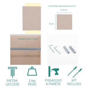 Applique da parete moderna per interno in Pietra Leccese CUBO 14,5x14,5xH15cm per soggiorno, cucina, bagno, camera da letto del brand Lupia, categoria: Artigianato salentino > Pietra leccese e carparo > Lampade e Orologi.