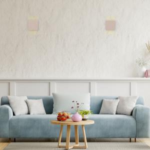 Applique da parete moderna per interno in Pietra Leccese CUBO 14,5x14,5xH15cm per soggiorno, cucina, bagno, camera da letto del brand Lupia, categoria: Artigianato salentino > Pietra leccese e carparo > Lampade e Orologi.