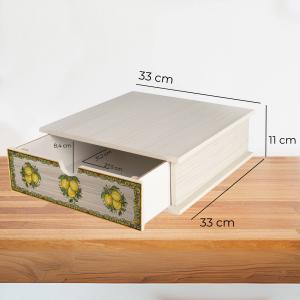 Contenitore Porta Capsule e Cialde caffÃ¨ Cassetto ORGANIZER Shabby LIMONI DI SICILIA 33x33 cm in legno del brand Lupia, categoria: Tavola e cucina > Portapane, Contenitori e Organizer > Organizer.