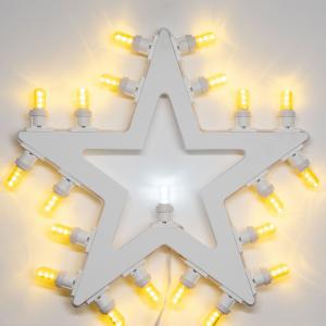 Lampada da parete in Legno STELLA DI NATALE 44x42 cm LUMINARIA d'arredo pugliese 21 lampadine colorate del brand Lupia, categoria: Artigianato salentino > Luminarie Salentine > Luminaria.