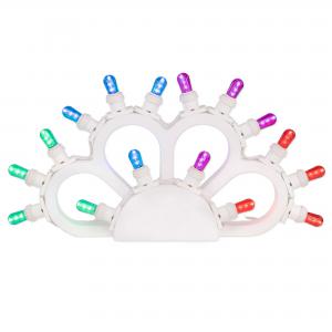 Lampada da tavolo in Legno MARGHERITA DELL'AMORE Arcobaleno mezzo rosone 46x26 cm LUMINARIA d'arredo pugliese 16 lampadine colorate del brand Lupia, categoria: Artigianato salentino > Luminarie Salentine > Luminaria.