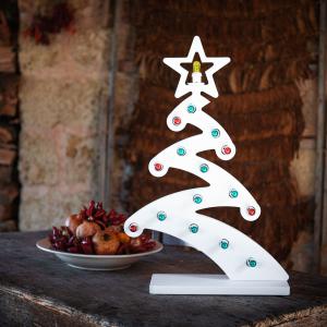 Lampada da tavolo in Legno ALBERO DI NATALE Moderno 43x15xH64 cm LUMINARIA d'arredo pugliese 16 lampadine colorate del brand Lupia, categoria: Idee regalo e bomboniere > Oggettistica > Natale.
