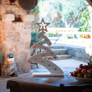 Lampada da tavolo in Legno ALBERO DI NATALE Moderno 43x15xH64 cm LUMINARIA d'arredo pugliese 16 lampadine colorate del brand Lupia, categoria: Idee regalo e bomboniere > Oggettistica > Natale.