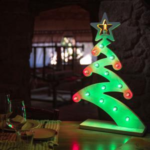 Lampada da tavolo in Legno ALBERO DI NATALE Moderno 43x15xH64 cm LUMINARIA d'arredo pugliese 16 lampadine colorate del brand Lupia, categoria: Idee regalo e bomboniere > Oggettistica > Natale.