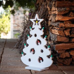 Lampada da tavolo in Legno ALBERO DI NATALE Classico 48x19xH69 cm LUMINARIA d'arredo pugliese 12 lampadine colorate del brand Lupia, categoria: Idee regalo e bomboniere > Oggettistica > Natale.