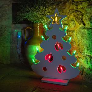 Lampada da tavolo in Legno ALBERO DI NATALE Classico 48x19xH69 cm LUMINARIA d'arredo pugliese 12 lampadine colorate del brand Lupia, categoria: Idee regalo e bomboniere > Oggettistica > Natale.