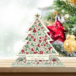 Decorazione natalizia ALBERO di Natale PASTEL da tavolo 19x11xH21 cm in legno con stampa del brand Lupia, categoria: Idee regalo e bomboniere > Oggettistica > Natale.