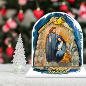 Decorazione natalizia PRESEPE Sacra Famiglia di Natale da tavolo 19x11xH21 cm in legno con stampa del brand Lupia, categoria: Idee regalo e bomboniere > Oggettistica > Natale.
