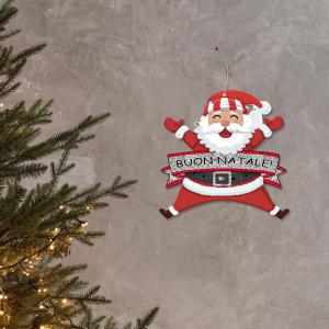 Decorazione natalizia BABBO NATALE Silver da parete o albero, ghirlanda di natale in legno con stampa - 20x20 cm del brand Lupia, categoria: Idee regalo e bomboniere > Oggettistica > Natale.