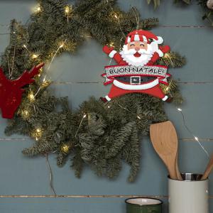 Decorazione natalizia BABBO NATALE Silver da parete o albero, ghirlanda di natale in legno con stampa - 20x20 cm del brand Lupia, categoria: Idee regalo e bomboniere > Oggettistica > Natale.