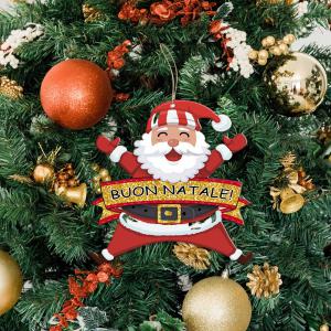 Decorazione natalizia BABBO NATALE Gold da parete o albero, ghirlanda di natale in legno con stampa - 20x20 cm del brand Lupia, categoria: Idee regalo e bomboniere > Oggettistica > Natale.