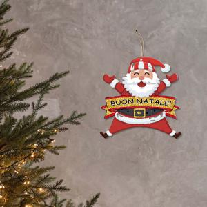 Decorazione natalizia BABBO NATALE Gold da parete o albero, ghirlanda di natale in legno con stampa - 20x20 cm del brand Lupia, categoria: Idee regalo e bomboniere > Oggettistica > Natale.