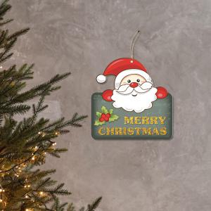 Decorazione natalizia BABBO NATALE Merry Christmas da parete o albero, ghirlanda di natale in legno con stampa - 31x31 cm del brand Lupia, categoria: Idee regalo e bomboniere > Oggettistica > Natale.