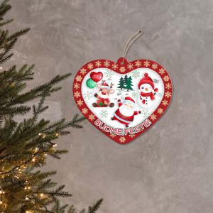 Decorazione natalizia CUORE Buone Feste! da parete o albero, ghirlanda di natale in legno con stampa - 31x31 cm del brand Lupia, categoria: Idee regalo e bomboniere > Oggettistica > Natale.