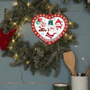 Decorazione natalizia CUORE Buone Feste! da parete o albero, ghirlanda di natale in legno con stampa - 31x31 cm del brand Lupia, categoria: Idee regalo e bomboniere > Oggettistica > Natale.