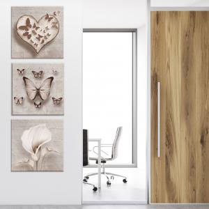 Set 3 pezzi Quadri su tela cuore farfalla fiori Canvas World 57x57 cm SHABBY per soggiorno, capezzale camera da letto, cucina, ufficio del brand Lupia, categoria: Arredo e decorazioni > Quadri e Tele > Quadri su tela.