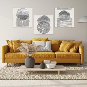 Set 3 pezzi Quadri su tela con linee astratte Canvas World 57x57 cm LINES per soggiorno, capezzale camera da letto, cucina, ufficio del brand Lupia, categoria: Arredo e decorazioni > Quadri e Tele > Quadri a pannelli.