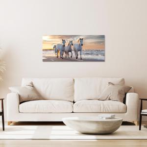Quadro moderno su tela BRILLANT con Glitter 52x122 cm SUNSET WITH HORSES per soggiorno, capezzale camera da letto, ufficio del brand Lupia, categoria: Arredo e decorazioni > Quadri e Tele > Quadri su tela.