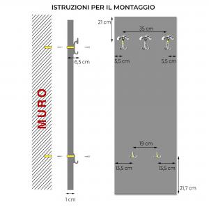 Appendiabiti da parete 46x125 cm Calle Shabby a pannello con stampa, guardaroba, attaccapanni muro con 5 ganci del brand Lupia, categoria: Complementi d'arredo > Appendiabiti > Appendiabiti da parete.