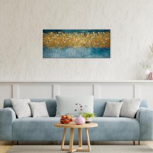 Quadro moderno Stampa su Tela CANVAS WORLD 52x122 cm FLYING TREE, uccelli in foresta astratta oro, per soggiorno, capezzale camera da letto, ufficio del brand Lupia, categoria: Arredo e decorazioni > Quadri e Tele > Quadri su tela.