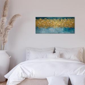 Quadro moderno Stampa su Tela CANVAS WORLD 52x122 cm FLYING TREE, uccelli in foresta astratta oro, per soggiorno, capezzale camera da letto, ufficio del brand Lupia, categoria: Arredo e decorazioni > Quadri e Tele > Quadri su tela.