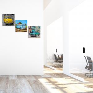 Set 3 pezzi Quadri su tela Canvas Day Brillant con glitter CARS 38x38 cm, tema auto d'epoca, per soggiorno, capezzale camera da letto, cucina del brand Lupia, categoria: Arredo e decorazioni > Quadri e Tele > Quadri su tela.