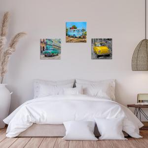 Set 3 pezzi Quadri su tela Canvas Day Brillant con glitter CARS 38x38 cm, tema auto d'epoca, per soggiorno, capezzale camera da letto, cucina del brand Lupia, categoria: Arredo e decorazioni > Quadri e Tele > Quadri su tela.