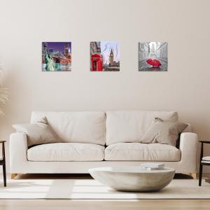 Set 3 pezzi Quadri su tela Canvas Day Brillant con glitter NEW CITY 38x38 cm, tema cittÃ  del mondo, per soggiorno, capezzale camera da letto, cucina del brand Lupia, categoria: Arredo e decorazioni > Quadri e Tele > Quadri su tela.