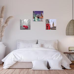 Set 3 pezzi Quadri su tela Canvas Day Brillant con glitter NEW CITY 38x38 cm, tema cittÃ  del mondo, per soggiorno, capezzale camera da letto, cucina del brand Lupia, categoria: Arredo e decorazioni > Quadri e Tele > Quadri su tela.