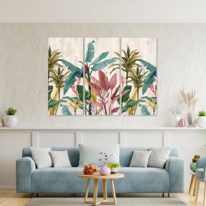 Quadro Moderno 3 pezzi stampa su tela GRANDE QUADRO 122x180 cm BANANA LEAVES, foglie banano per soggiorno, capezzale camera da letto, ufficio del brand Lupia, categoria: Arredo e decorazioni > Quadri e Tele > Grandi Quadri.