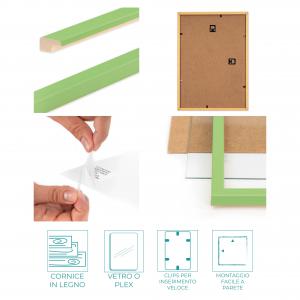Cornice portafoto in legno da parete BOMBER VERDE, per foto, stampe artistiche, poster, quadri moderni - 10x15 cm del brand Lupia, categoria: Arredo e decorazioni > Cornici e Portafoto > Cornici portafoto da parete.
