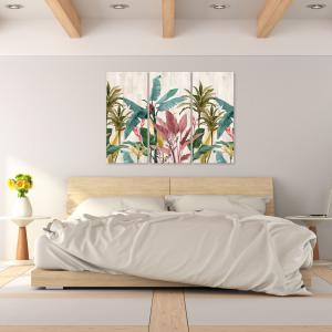 Quadro Moderno 3 pezzi stampa su tela GRANDE QUADRO 100x150 cm BANANA LEAVES, foglie banano per soggiorno, capezzale camera da letto, ufficio del brand Lupia, categoria: Arredo e decorazioni > Quadri e Tele > Quadri a pannelli.