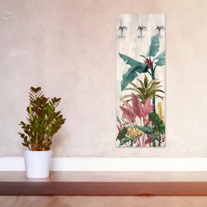 Appendiabiti da parete tema foglie di banano 46x125 cm BANANA LEAVES BEIGE a pannello con stampa, guardaroba, attaccapanni muro con 5 ganci del brand Lupia, categoria: Complementi d'arredo > Appendiabiti > Appendiabiti da parete.