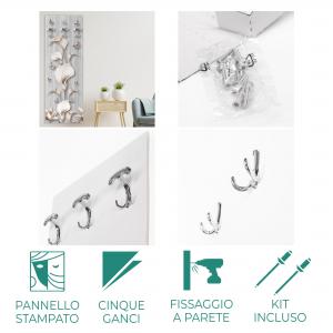 Appendiabiti da parete tema moderno fluido marmoreo 46x125 cm FLUID 2 a pannello con stampa, guardaroba, attaccapanni muro con 5 ganci del brand Lupia, categoria: Complementi d'arredo > Appendiabiti > Appendiabiti da parete.