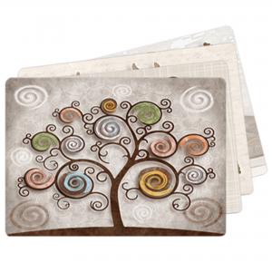 Tovagliette americane lavabili, set da 4 pezzi in PVC rettangolari 31x45 cm, decorate con tema Albero della vita TREE del brand Lupia, categoria: Tavola e cucina > Accessori per la Tavola > Tovagliette americane.
