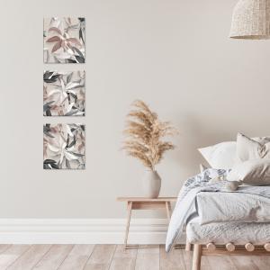 Set 3 pezzi Quadri su tela con foglie toni grigi Canvas Day 38x38 cm LEAVES MIX per soggiorno, capezzale camera da letto, cucina, ufficio del brand Lupia, categoria: Arredo e decorazioni > Quadri e Tele > Quadri su tela.