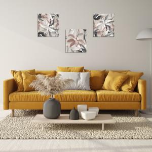 Set 3 pezzi Quadri su tela con foglie toni grigi Canvas Day 38x38 cm LEAVES MIX per soggiorno, capezzale camera da letto, cucina, ufficio del brand Lupia, categoria: Arredo e decorazioni > Quadri e Tele > Quadri su tela.