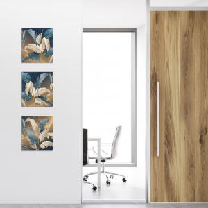 Set 3 pezzi Quadri su tela con foglie toni blu oro Canvas Day 38x38 cm LEAVES WHITE BLUE per soggiorno, capezzale camera da letto, cucina, ufficio del brand Lupia, categoria: Arredo e decorazioni > Quadri e Tele > Quadri su tela.